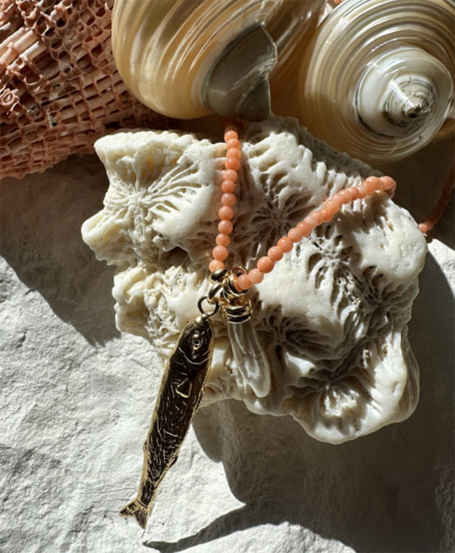 Orange Halskette mit Fisch - Polly