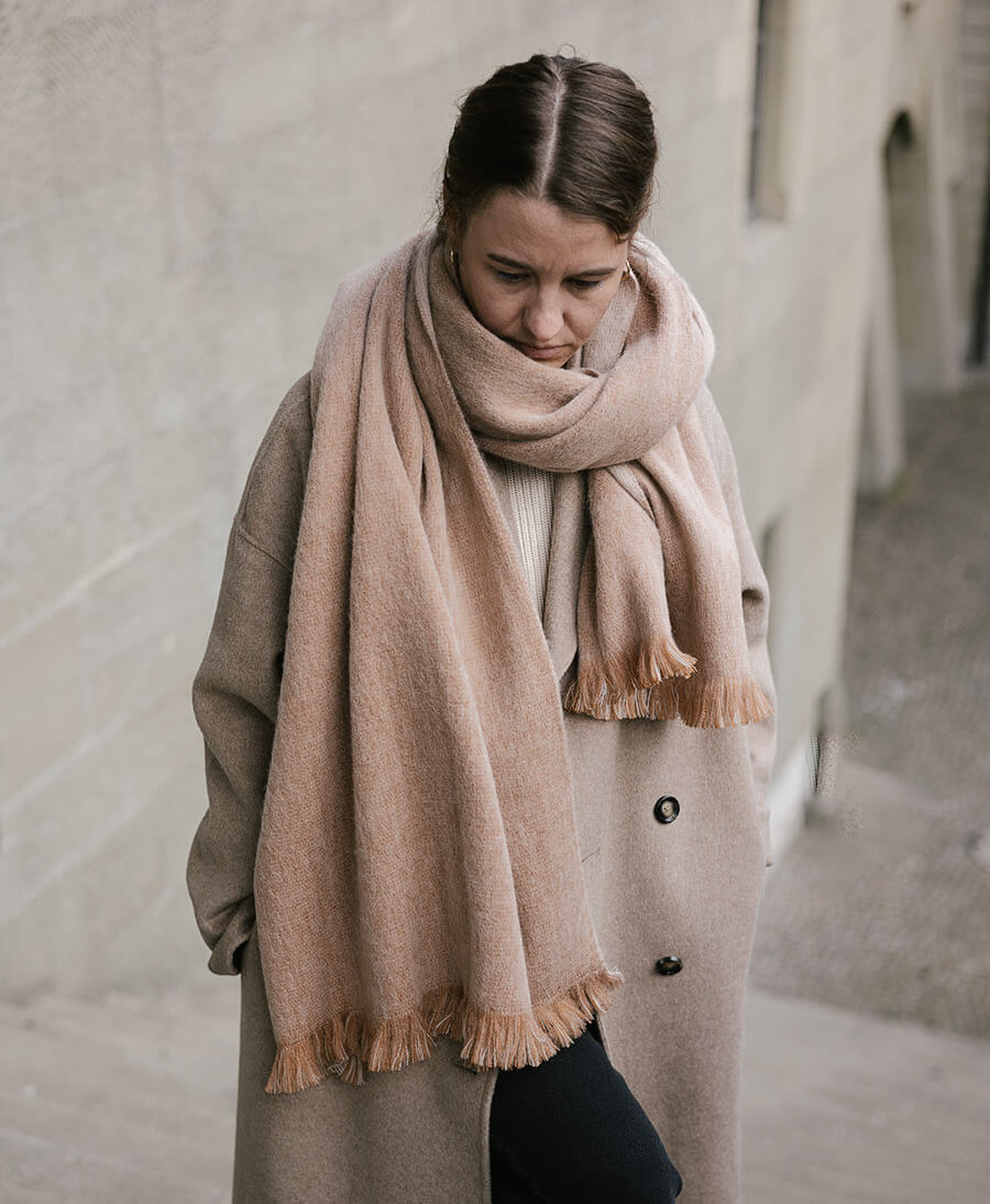 Halstuch Alpaka Schal - Doble Velvet Beige - Bufandy - clomes