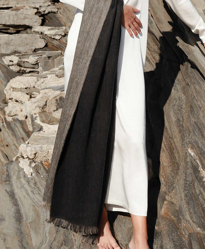 Halstuch Alpaka Schal - Doble Black & Sandstone