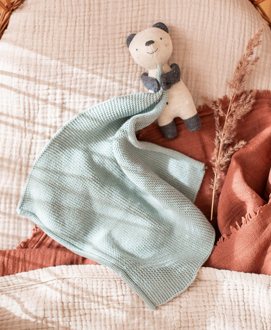 Nuschi / Kuscheltuch - Panda - Hellblau