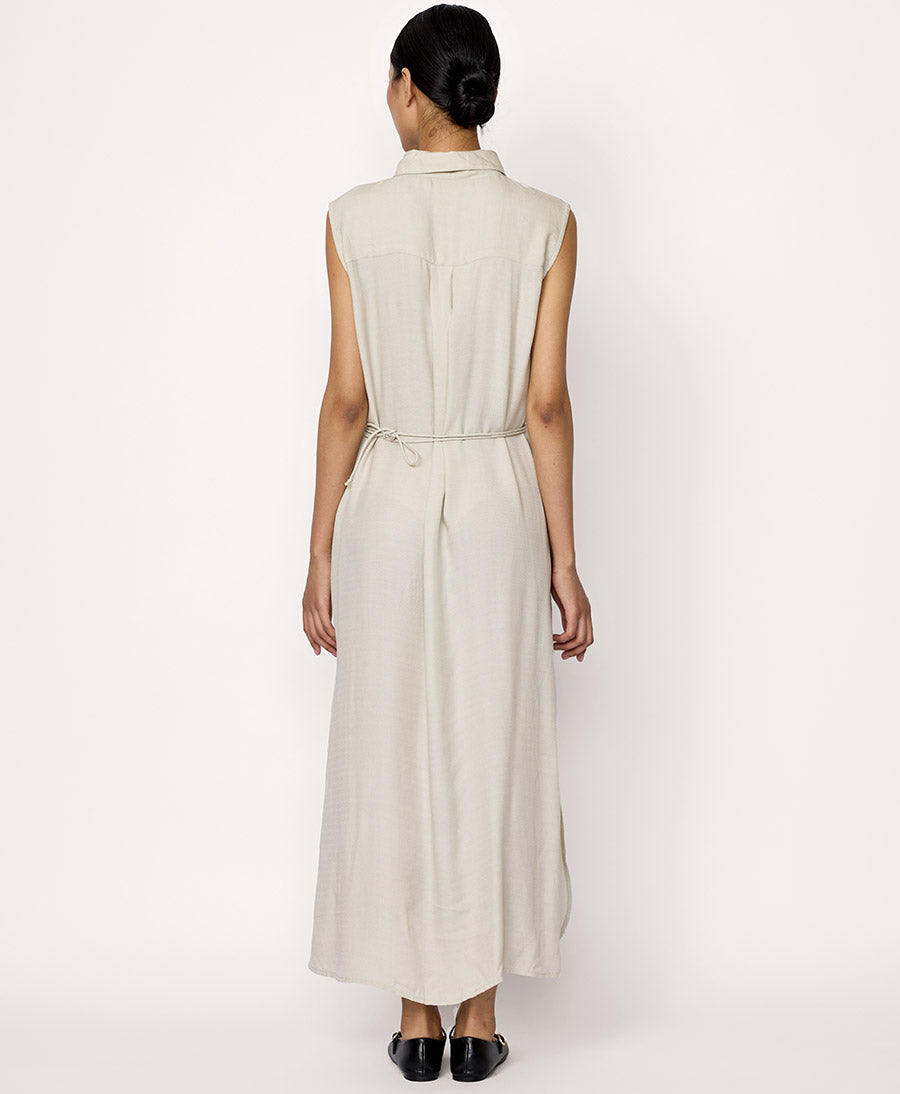Ärmelloses Hemdkleid - Natur