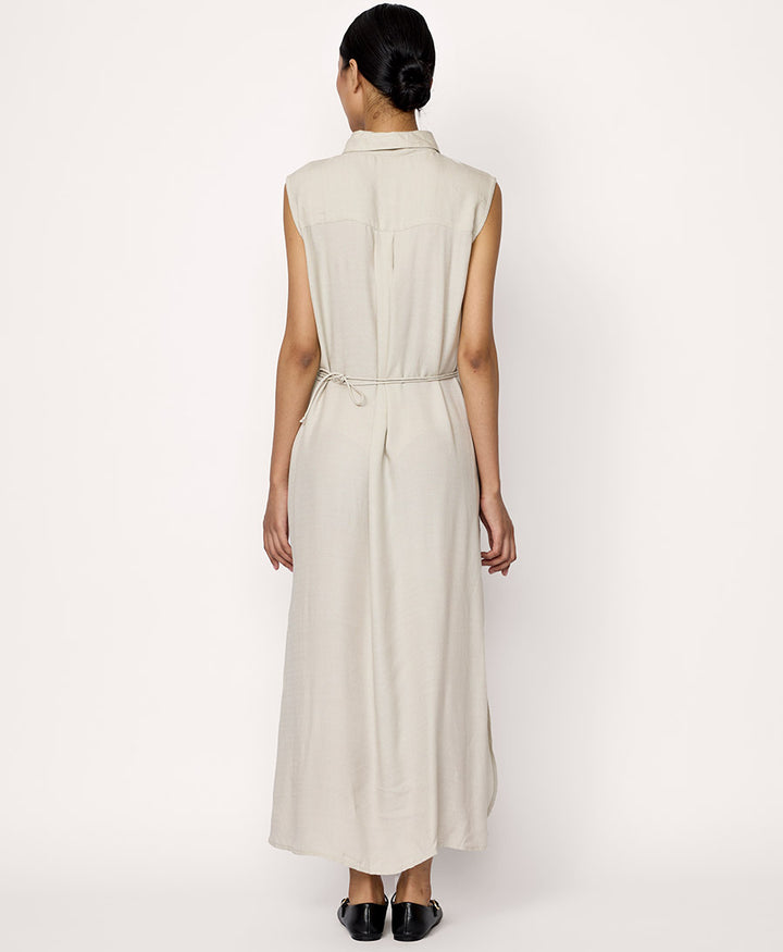 Ärmelloses Hemdkleid - Natur
