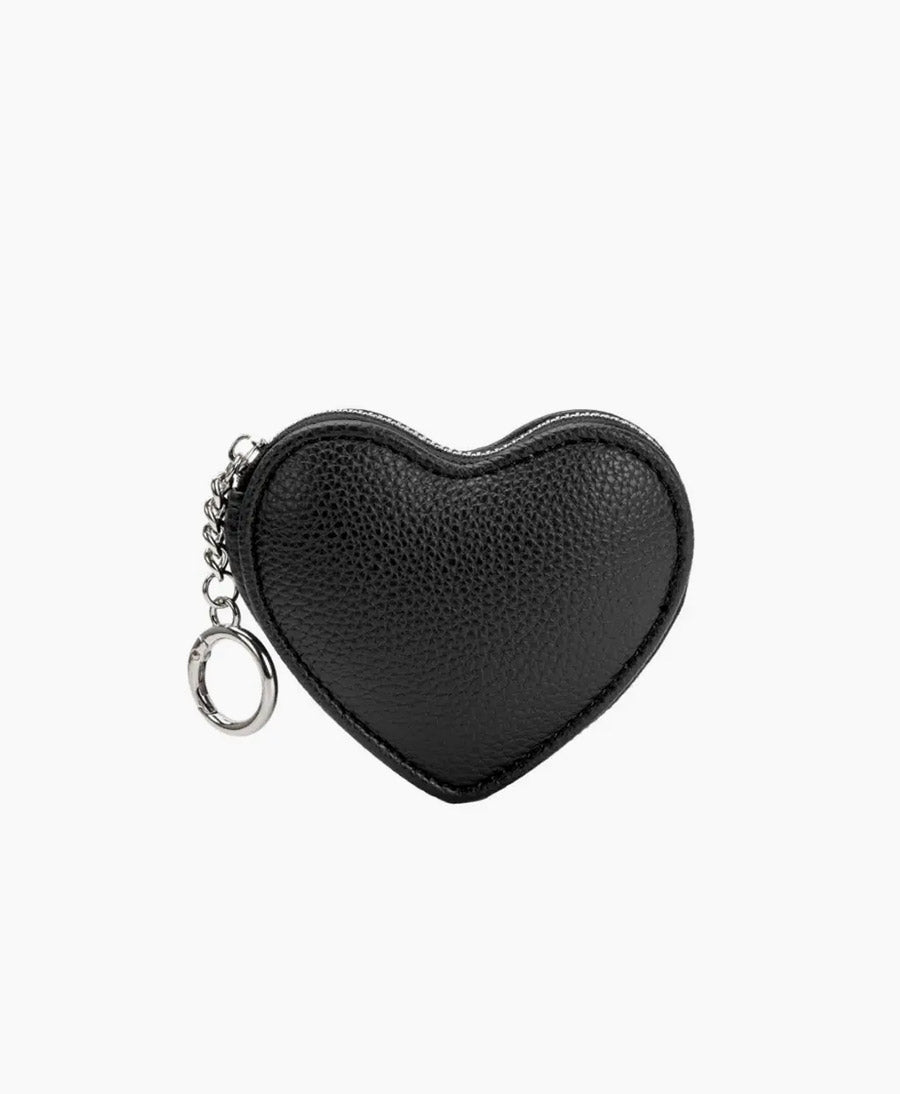Taschenanhänger HERZ aus veganem Leder - Schwarz