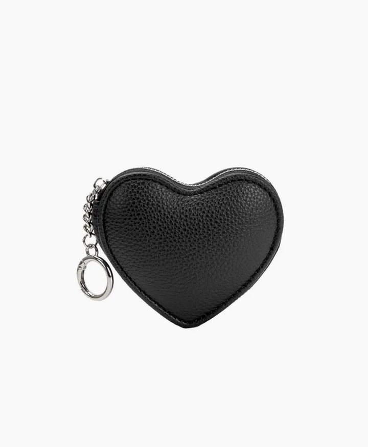 Taschenanhänger HERZ aus veganem Leder - Schwarz