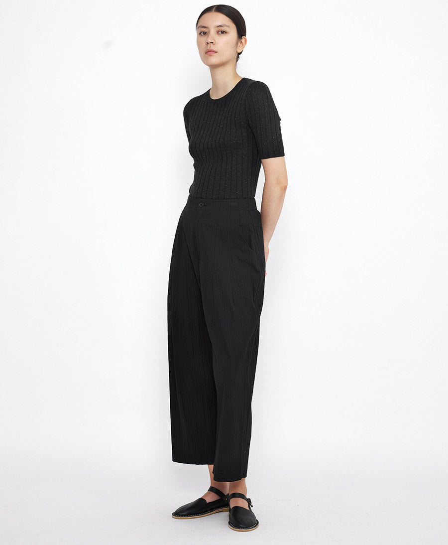 Stoffhose Signature Pleated Trouser - Baumwolle - Schwarz (texturiert)
