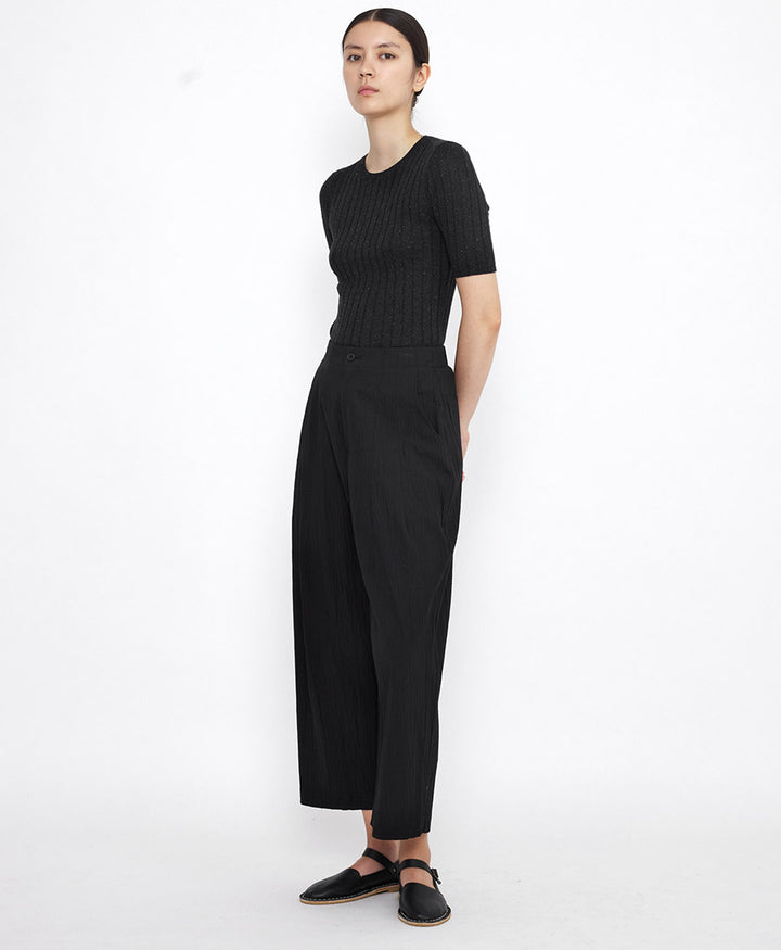 Stoffhose Signature Pleated Trouser - Baumwolle - Schwarz (texturiert)