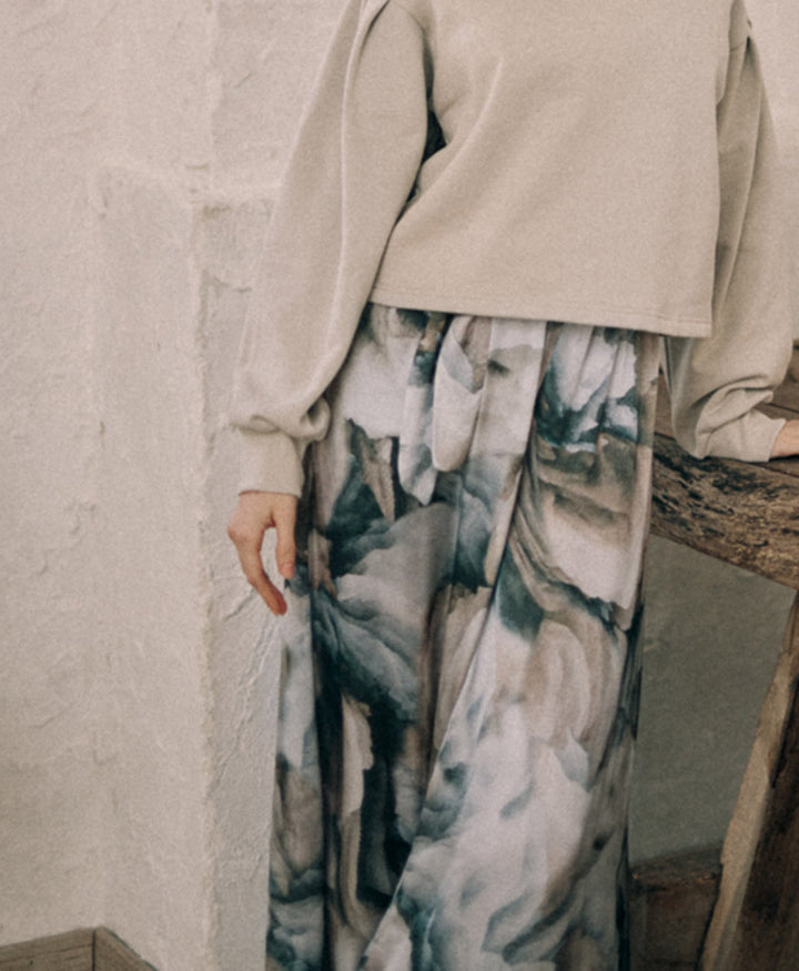 Stoffhose aus Ecovero  - Print Blaugrau