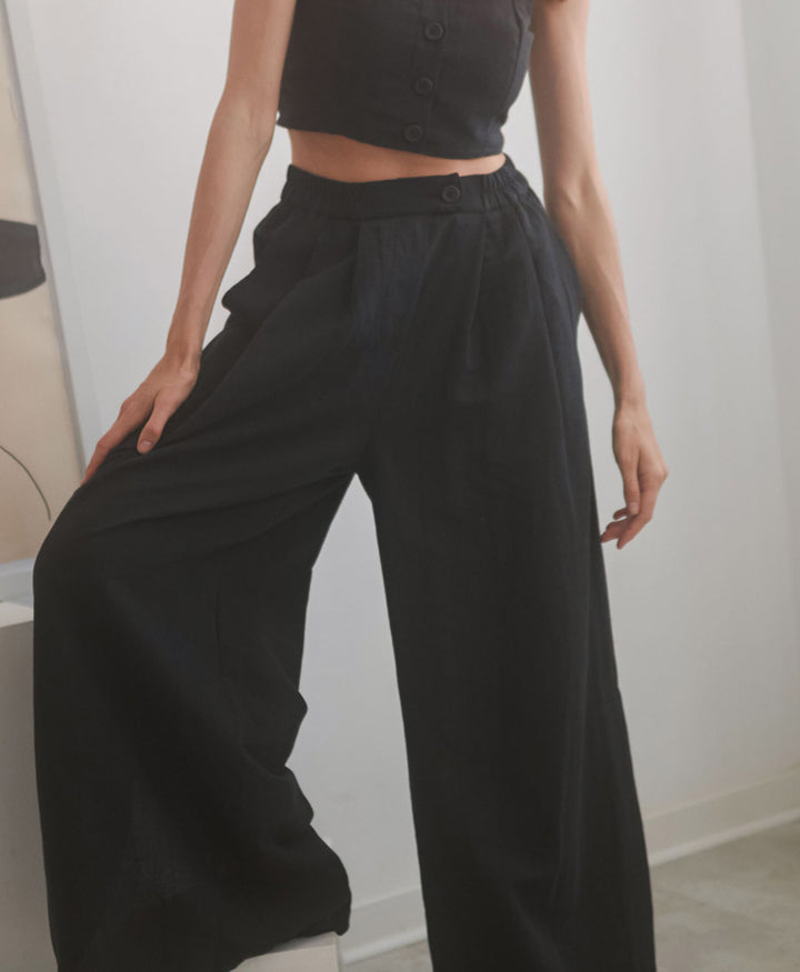 Stoffhose "Wide Trousers" - Schwarz