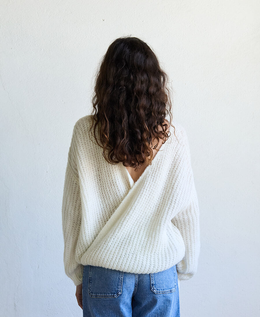 Leichter Strick-Wickelcardigan VEGA - Ivory
