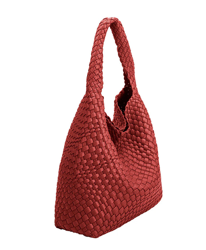 Gewebte Schultertasche JOHANNA aus veganem Leder - Rot