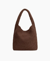 Schultertasche JOHANNA gewebt veganes Leder Melie Bianco in Tabak Suede