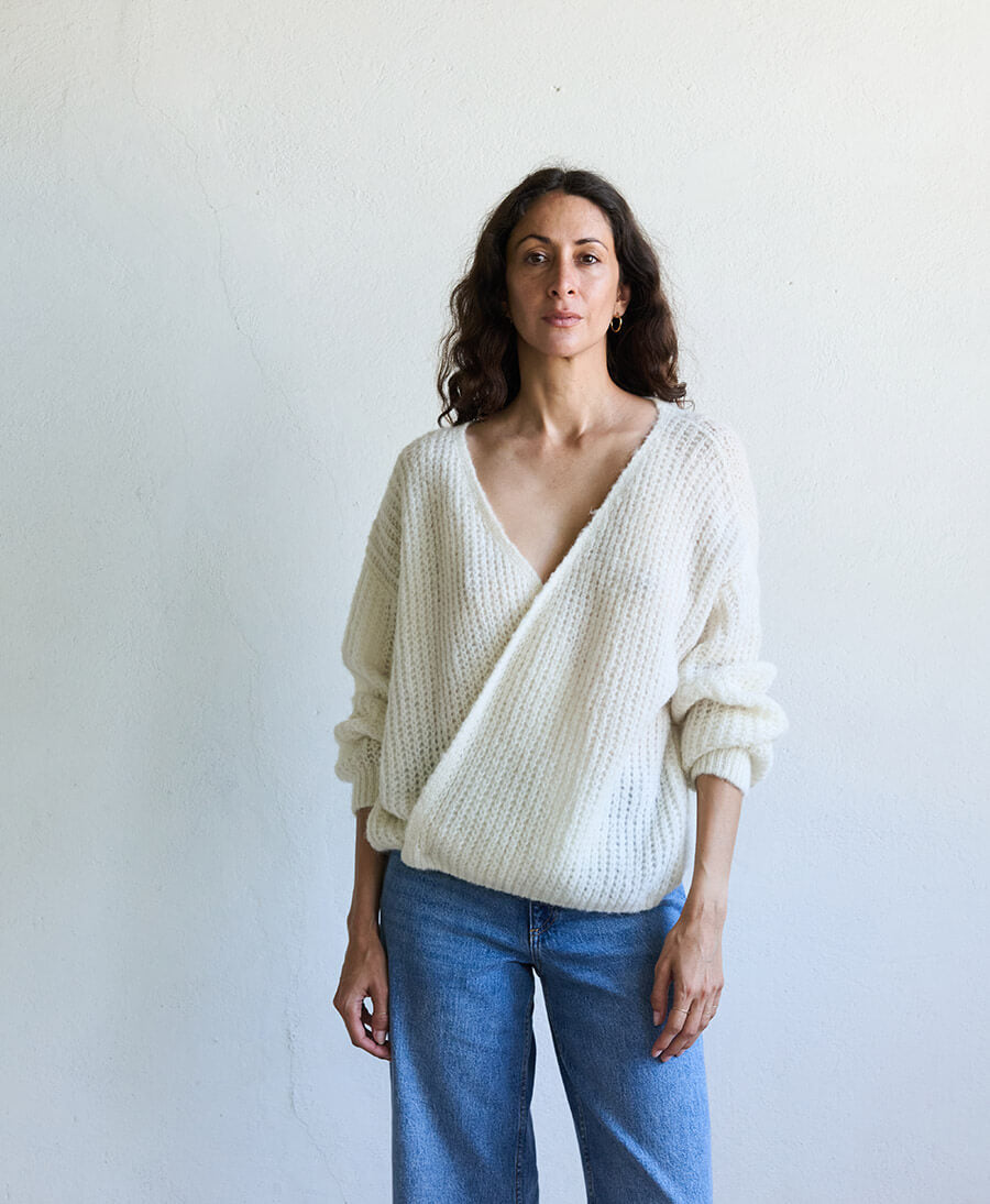 Leichter Strick-Wickelcardigan VEGA - Ivory