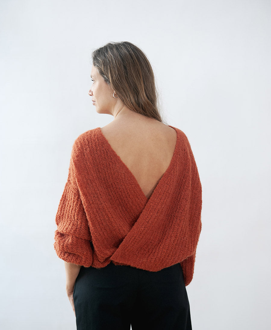 Leichter Strick-Wickelcardigan VEGA - Ochre