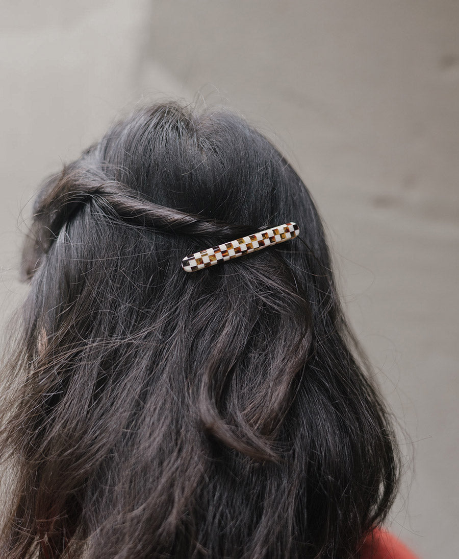 Haarclip MARINA aus Acetat - Karo