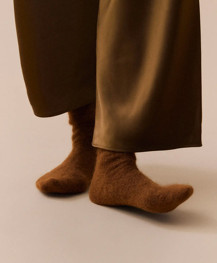 Weiche Alpaka Socken - Kastanienbraun