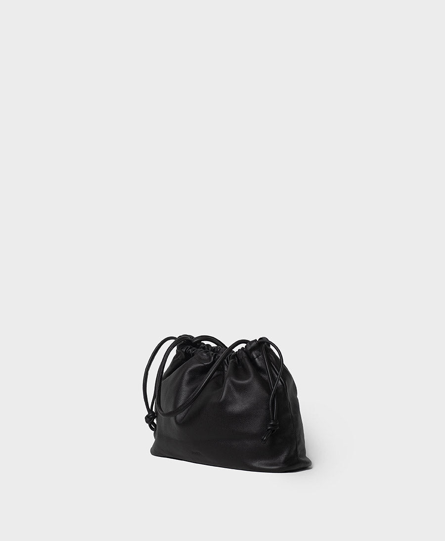 Mittelgrosse Knot Bag aus weichem Leder - Schwarz