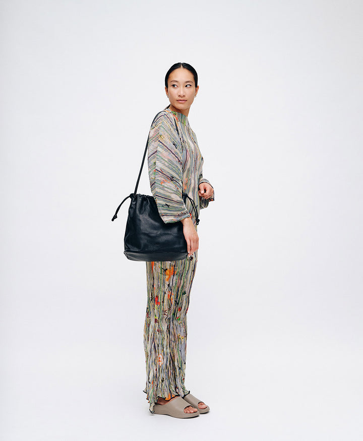 Grosse Knot Bag aus weichem Leder - Schwarz