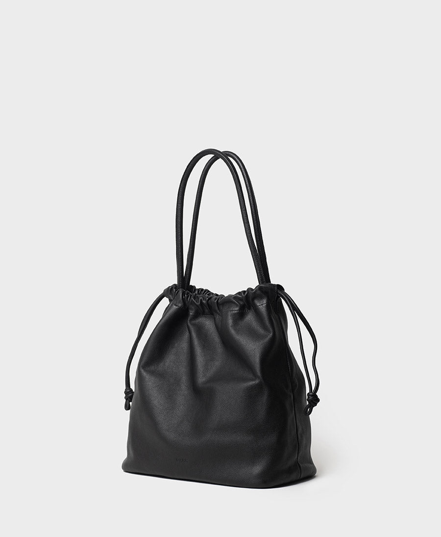 Grosse Knot Bag aus weichem Leder - Schwarz