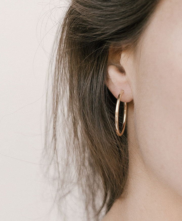 Klassische dünne Creolen VIDA 30mm mit Klappverschluss - Vermeil - Clomes - clomes