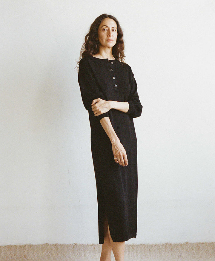 Langes Strickkleid LOVIS - Schwarz