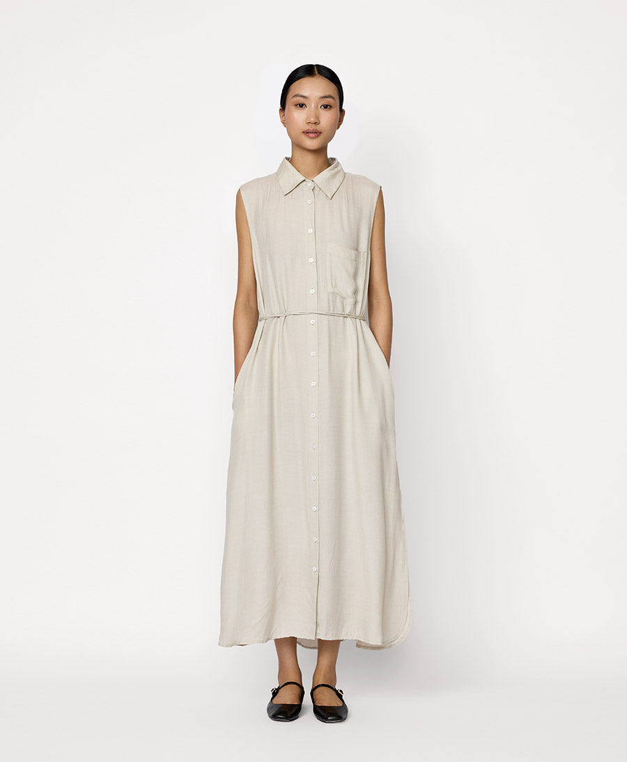 Ärmelloses Hemdkleid - Natur