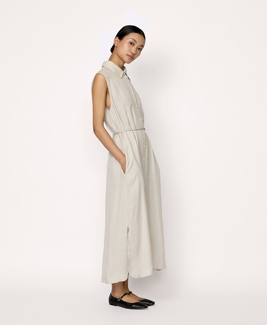 Ärmelloses Hemdkleid - Natur