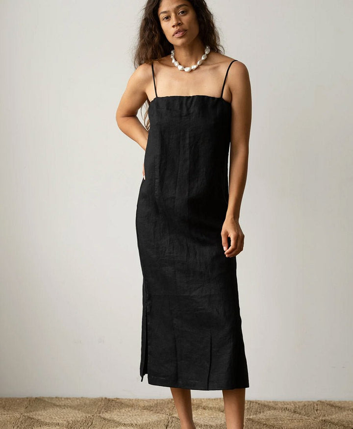 Kleid "The Linen Spaghetti Dress" - Schwarz - DONNI. - clomes