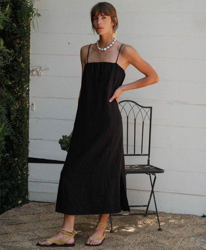 Kleid "The Linen Spaghetti Dress" - Schwarz - DONNI. - clomes