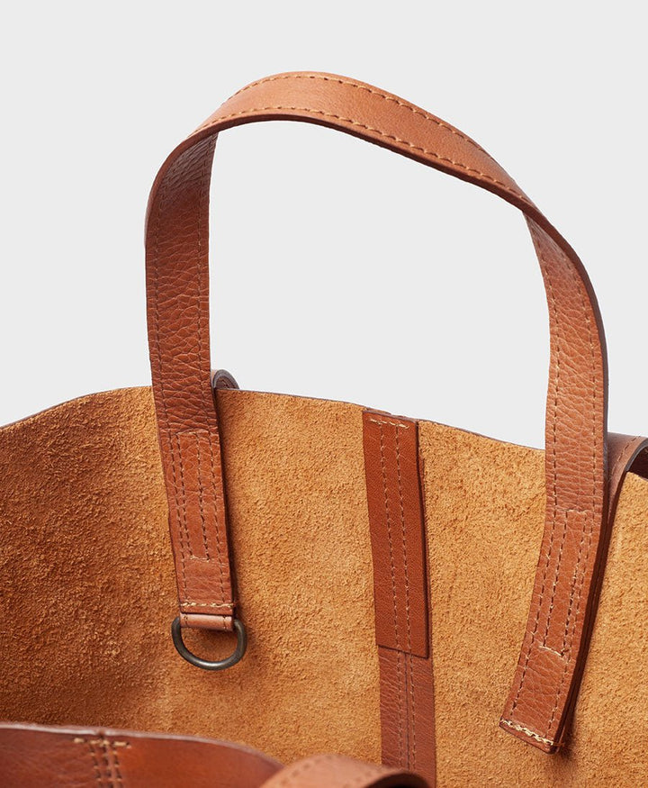 Kleine Schultertasche / Tragetasche Tote Bag aus braunem Leder - PARK - clomes