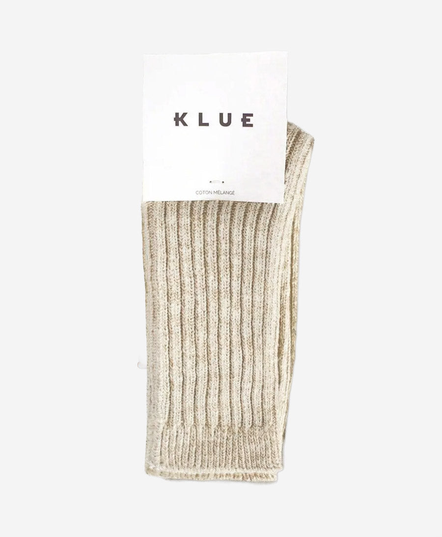 Gerippte Socken Baumwolle Melange - Beige