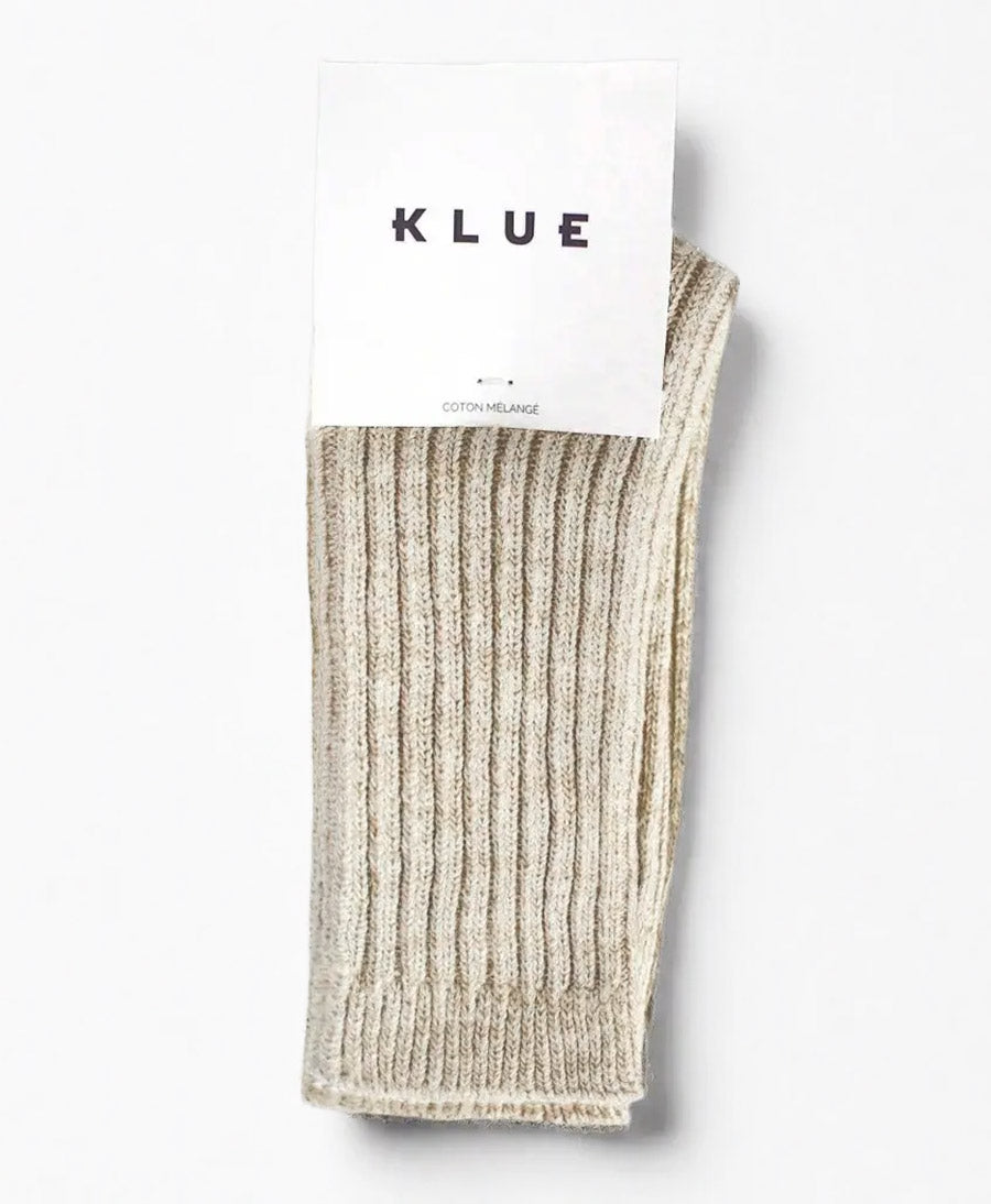 Gerippte Socken Baumwolle Melange - Beige