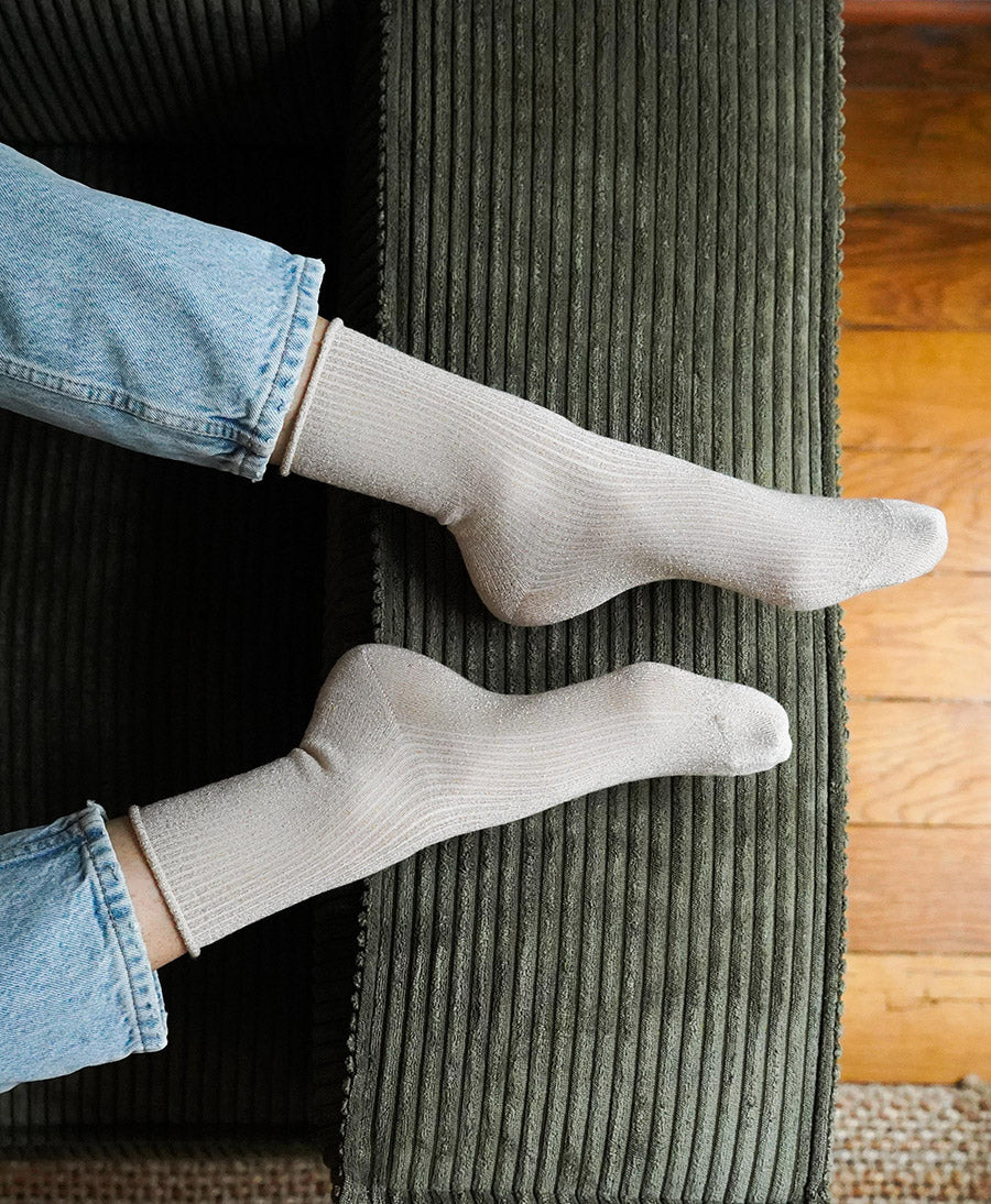Glitzer Socken Lyocell - Beige