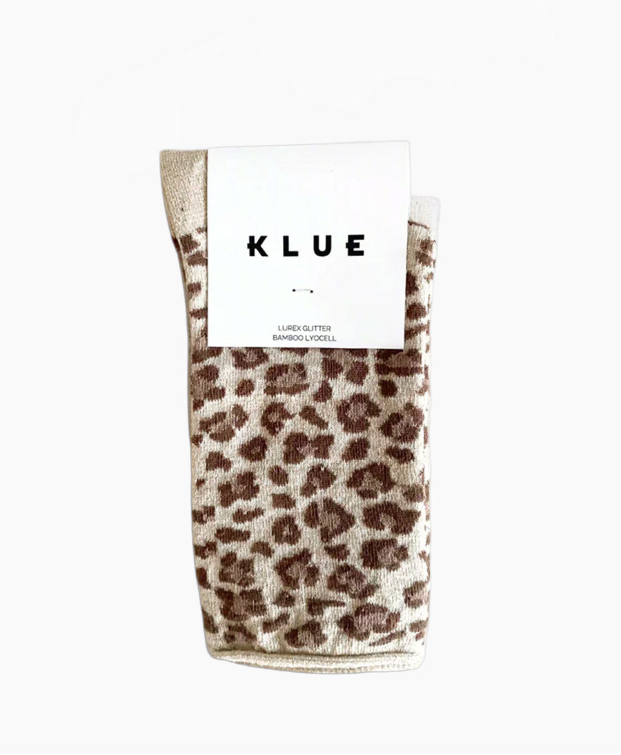 Glitzer Socken Lyocell - Leopard Beige
