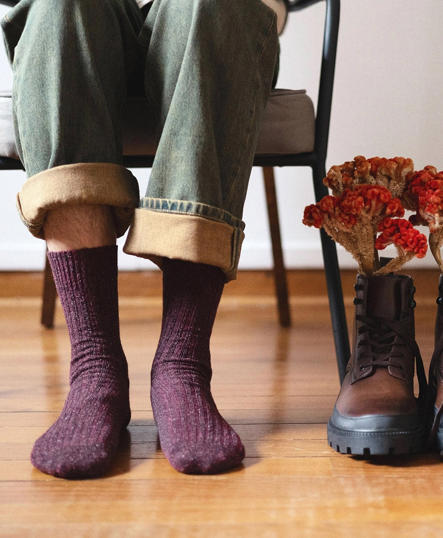 Socken Seide & Wolle - Burgunderrot