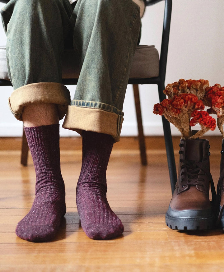 Socken Seide & Wolle - Burgunderrot