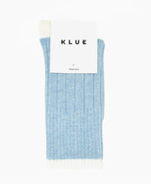 Socken Merinowolle mit Streifen Klue in Hellblau / Creme