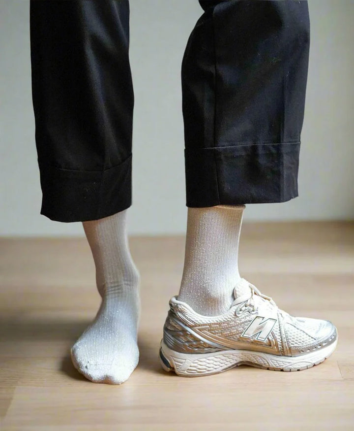Glitzer Socken Lyocell - Weiss