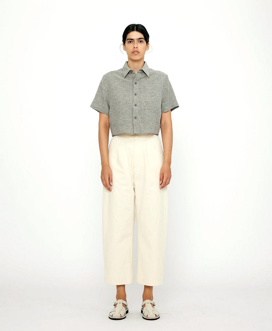 Kurzarmbluse Short Sleeves Cropped - Dark Stripes - 7115 by Szeki - clomes