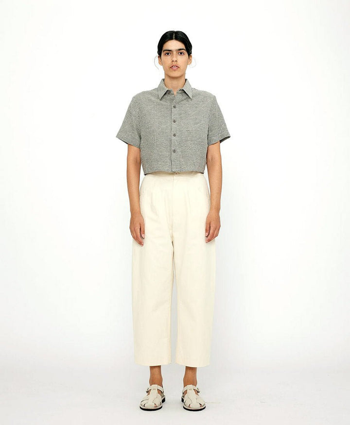 Kurzarmbluse Short Sleeves Cropped - Dark Stripes - 7115 by Szeki - clomes