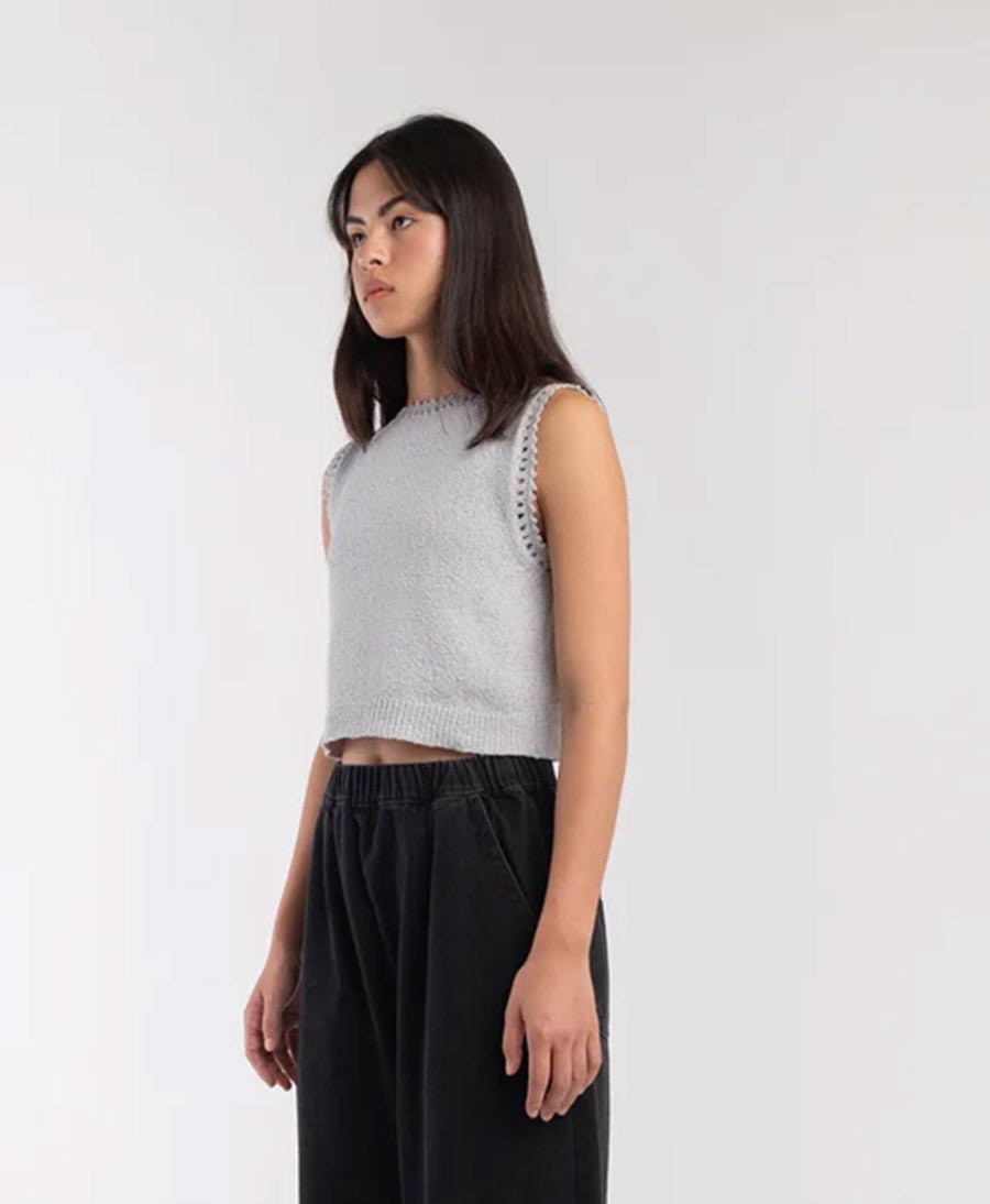 Kurzes Stricktop Boucle Tank - Cloud - Micaela Greg - clomes