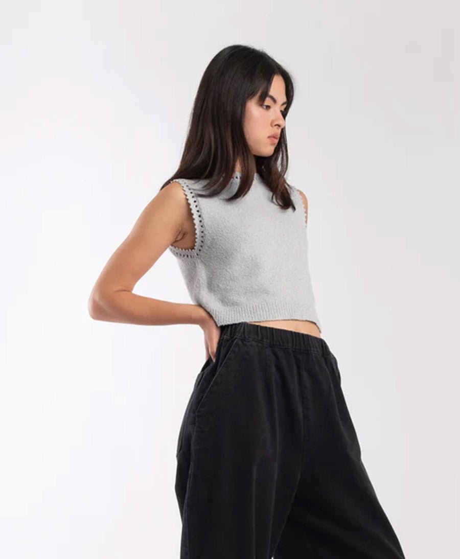 Kurzes Stricktop Boucle Tank - Cloud - Micaela Greg - clomes