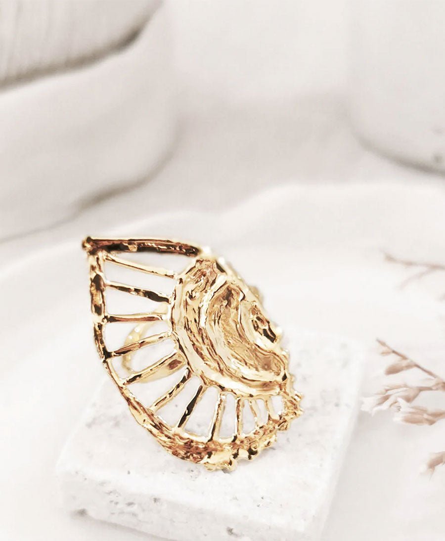 Lago Fingerring (verstellbar) aus vergoldetem Messing - Elise Tsikis - clomes