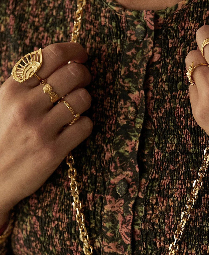 Lago Fingerring (verstellbar) aus vergoldetem Messing - Elise Tsikis - clomes