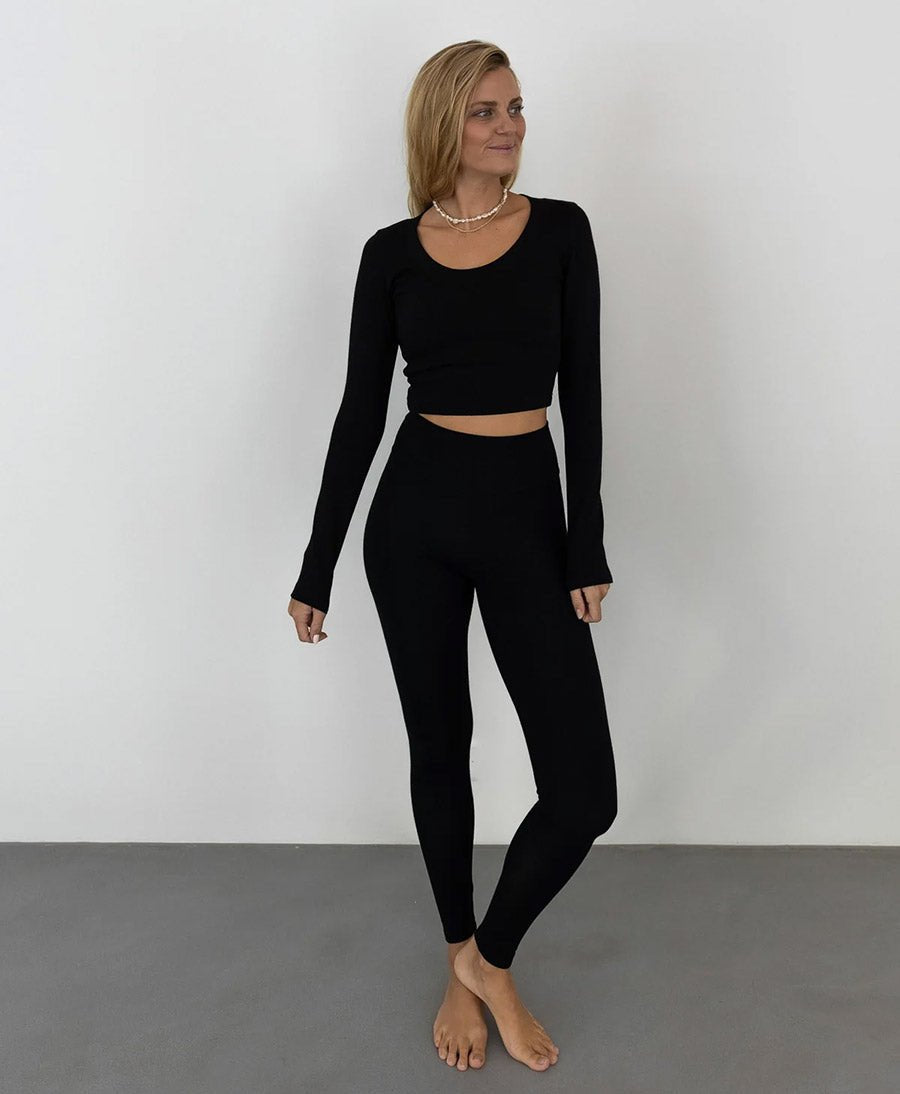 Langarm Top LINA aus Tencel - Schwarz - PURA Clothing - clomes