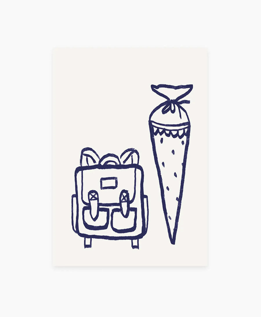 Postkarte "Schulranzen & Schultüte"