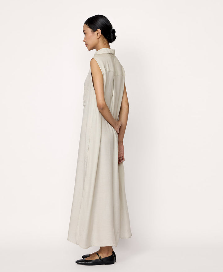 Ärmelloses Hemdkleid - Natur