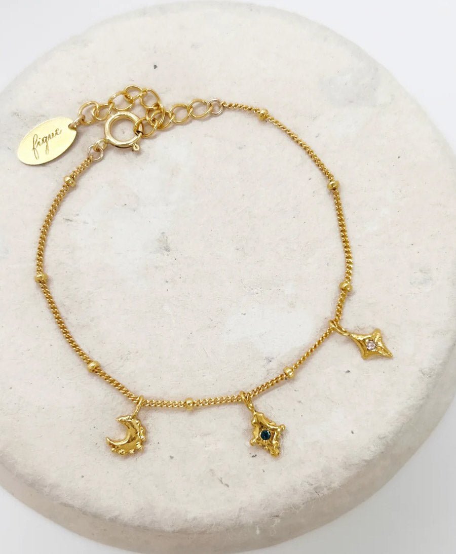Laxi Bracelet vergoldet mit farbigen Steinen - Elise Tsikis - clomes