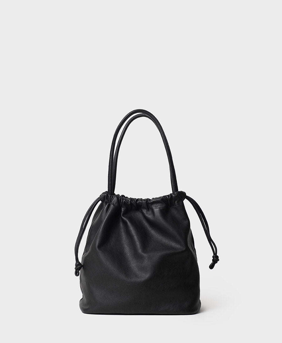 Grosse Knot Bag aus weichem Leder - Schwarz