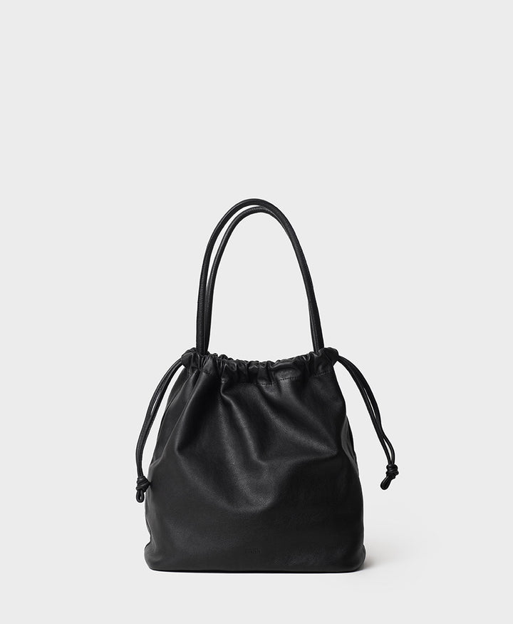 Grosse Knot Bag aus weichem Leder - Schwarz
