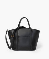Ledertasche Umhängetasche Zip Cord Tote Park in Schwarz